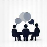 Icon representing a group discussion or meeting